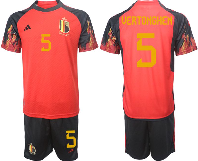 Men 2022 World Cup National Team Belgium home red 5 Soccer Jerseys